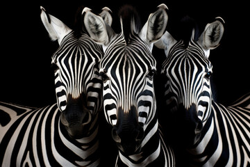 Fototapeta na wymiar Zebras on black background
