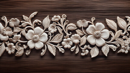 Des décorations de fleurs sur une porte en bois.