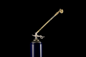 Polyurethane foam cylinder isolated on black background.