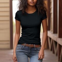 female black t-shirt mock up