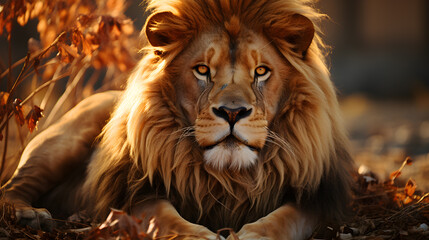 lion the king of jungle sitting and enjoying the nature