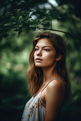Naklejka premium shot of a beautiful young woman in nature