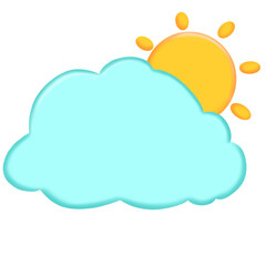 Weather Magic,Sun Peeking Through Blue Cloud Icon for Social Media.
