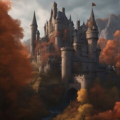 old castle in the night, as autumn aproches