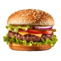 Hot tasty hamburger isolated