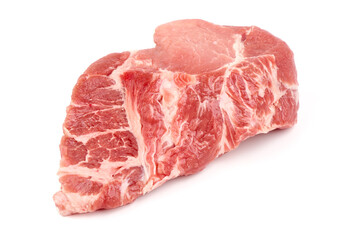 Pork shoulder steaks, isolated on white background.