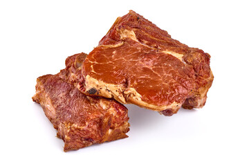 Smoked ribs, isolated on white background. High resolution image.