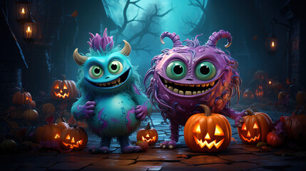 Happy Halloween Monsters and Gremlins