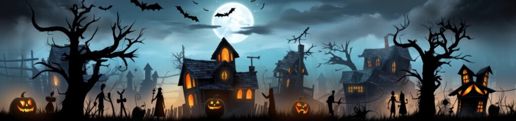 Fototapeta na wymiar A spooky halloween scene with a full moon