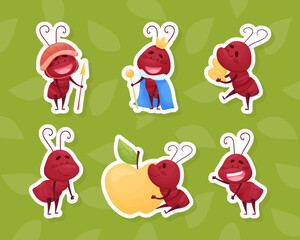 Cute Ant Character Engaged in Different Activity Vector Set