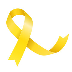 Childhood cancer awareness month in September. Yellow ribbon. Vector flat illustration.
