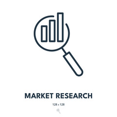 Market Research Icon. Market Trends, Competitive Analysis, Target Audience. Editable Stroke. Simple Vector Icon