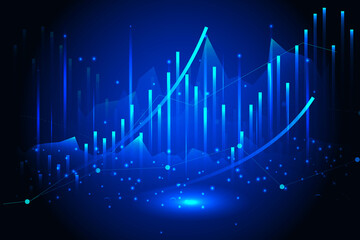 Naklejka premium Financial chart with growing indicators, growth dynamics in business. High margin