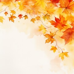 Autumn background with watercolor maple leaves
