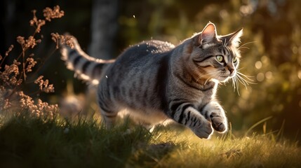Katze in Bewegung, Sprung, AI generiert