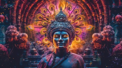 artystyczna sztuka komputerowa ukazująca symbolikę religijną indii w azjii. - obrazy, fototapety, plakaty