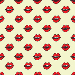 Red lips retro seamless pattern