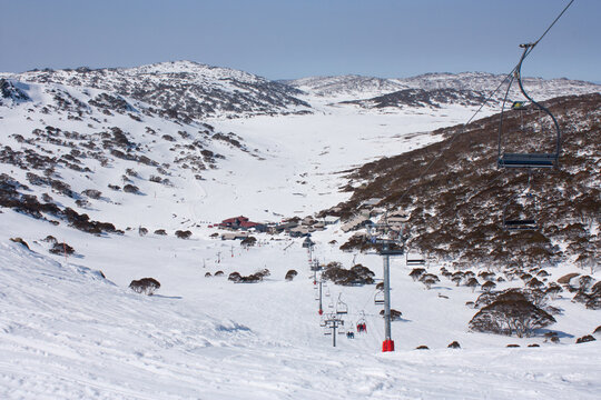 Ski lifts in Charlotte's Pass ski resort in Australia