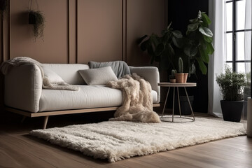Scandinavian style minimalist living room. Generative AI