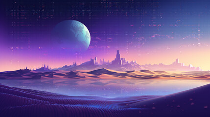 Digital Oasis: AI Dashboard Reflections amidst a Zodiac-Inspired Desert Night