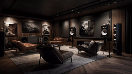 Harmonious Haven: Immerse Yourself in the Ultimate Listening Room Experience, Where Music Comes to Life! Still life, Interior