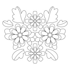 Mexican embroidery in black outline coloring page