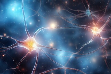 Naklejka na ściany i meble Close up of neurons, the work of the human brain