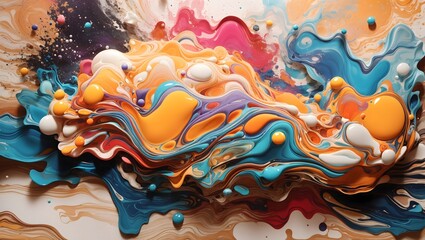 Organic Blobs in Boho Style Fluid Dynamics and Distorted Textures on Acidic Background AI Generative