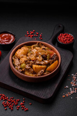 Delicious fresh stew of potatoes, tomatoes, onions, carrots and beef