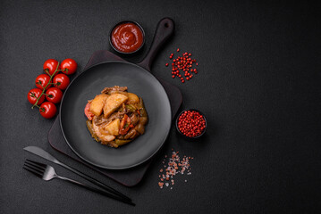 Delicious fresh stew of potatoes, tomatoes, onions, carrots and beef