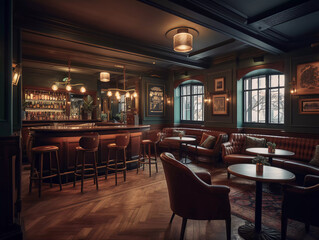 Timeless Charm Unveiled: Step Inside the Enchanting Ambiance of an Old Rustic English Pub! Still Life, Interior