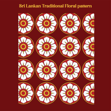 sri lankan traditional floral pattern vecter