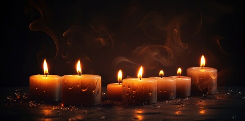 Candles in dark background.