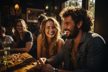 Obraz na płótnie Canvas Customers enjoying their time in a cafe 