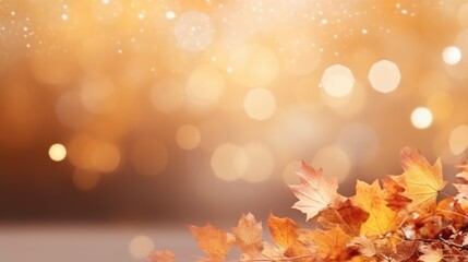 Naklejka na ściany i meble Autumn background with falling leaves