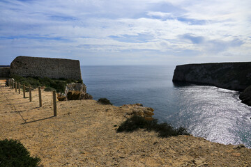 Cliffs and coast of the Cape Saint Vincent in Sagres, Portugal