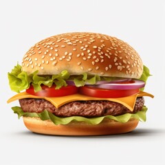 Hot tasty hamburger isolated