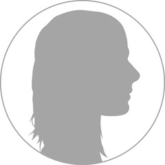 Avatar womans head icon, avatar symbol in circle. Female pictogram, flat vector sign isolated on white background. Stock vector illustration isolated on white background.