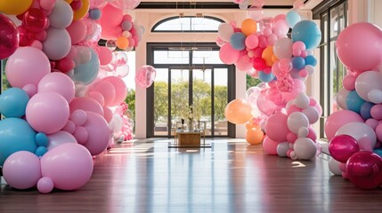 A room filled with lots of colorful balloons