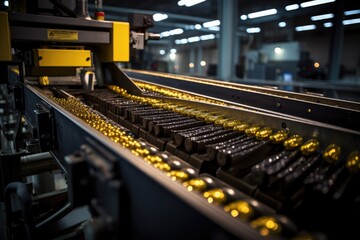 Obraz premium Manufacture of shells and cartridges on the assembly line of a military plant