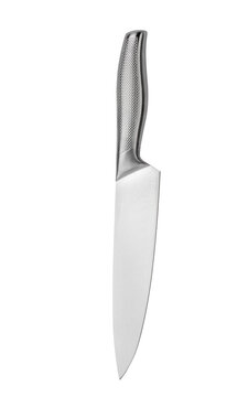 stainless steel kitchen knife on white background