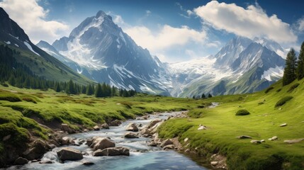 Naklejka na ściany i meble Calming background for relaxation, Alps. Generative AI