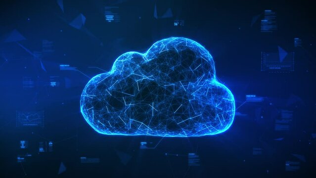Digital Cloud Computing, Cyber Security, Digital Data Network Protection, Future Technology Data Network Connection Background Concept. Connected Cloud Icon Animation.
