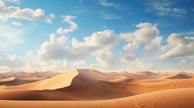 fantastic dunes in the desert at sunny day with clouds with an oasis © HandmadePictures