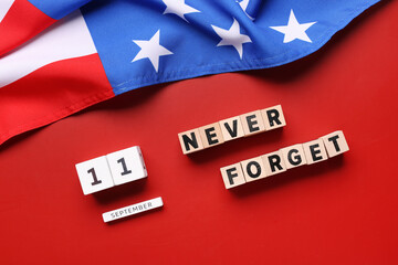 Calendar with date of National Day of Prayer and Remembrance for the Victims of the Terrorist Attacks on red background