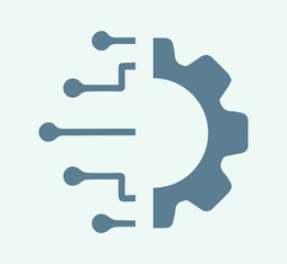 Artificial intelligence, machine, learning. AI, neural network, technology, digital, data analysis, computer engineering, seo. Science, research, connection. logo, icon, vetor