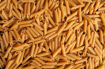 Raw Brown Pasta, Wholegrain Penne, Dry Whole Grain Noodle, Raw Spelt Macaroni, Healthy Italy Food