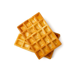 Belgian Waffle Isolated, Square Waffled Cookie, Soft Golden Belgian Waffles, Wafer Biscuit Breakfast