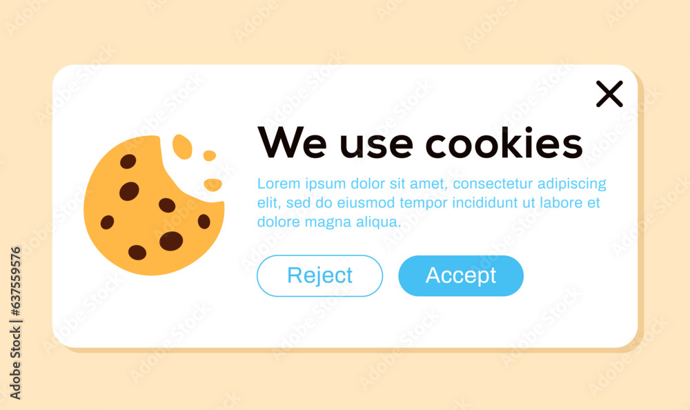 Wall mural we use cookies concept. internet web pop up banner. website policy notification. accept cookies mobi