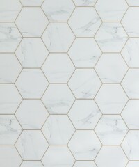 Light blue hexagon marble tile wall with gold grout line for luxury, elegant fashion, beauty, cosmetic, skincare, body care,  interior design decoration background